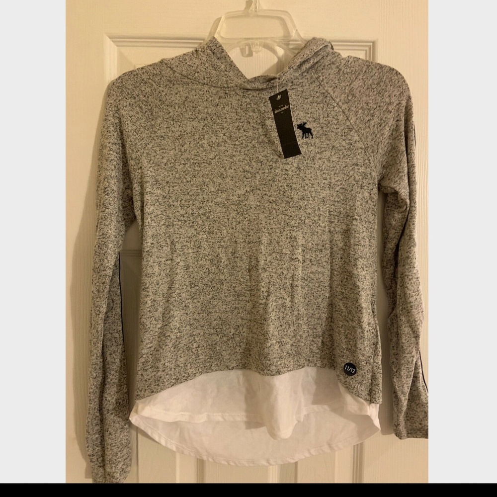 NWT Abercrombie Hooded Shirt Gray/Black/White